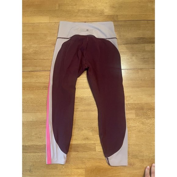 Athleta Crunch 7/8 Tight Burgundy Pink Athletic Leggings Size MP - Picture 2 of 6